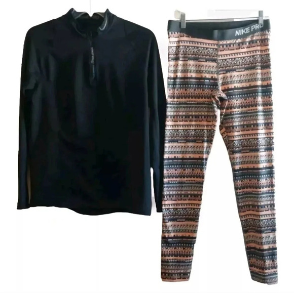 Nike Pro Dri-Fit 2 piece Set Performance Athleisure Sweater & Leggings L - Picture 1 of 16